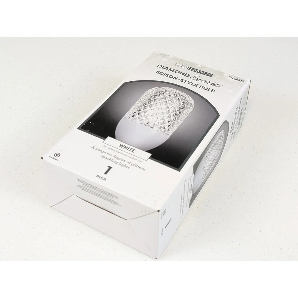 Gemmy LED Lightshow Diamond Sparkle Edison-Style Light Bulb - White - Brand NEW